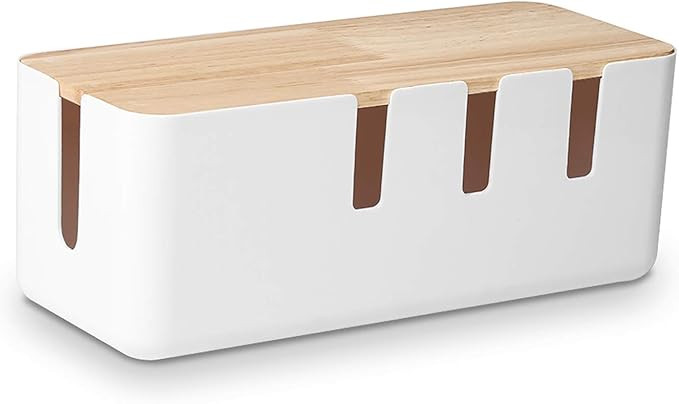 Cable Management Box by Baskiss, 12x5x4.5 inches, Wood Lid, Cord Organizer for Desk TV Computer U... | Amazon (US)