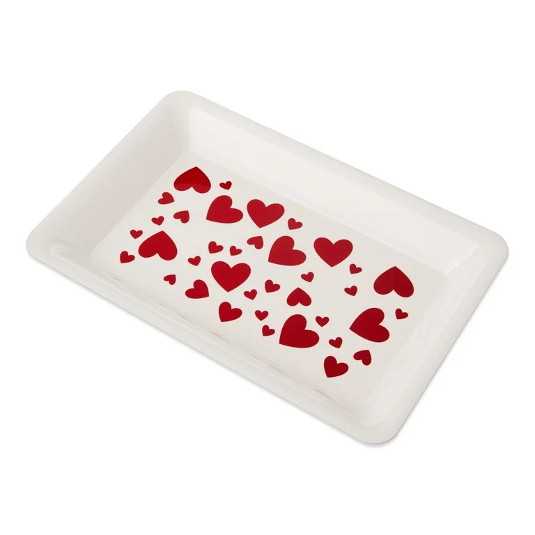 Heart Serving Tray, Red and White, 15" x 10", Valentine's Day by Way To Celebrate | Walmart (US)