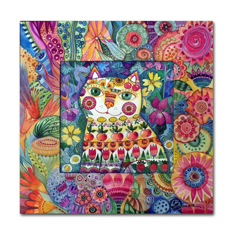 Cat On Canvas by Oxana Ziaka Graphic Art | Wayfair North America