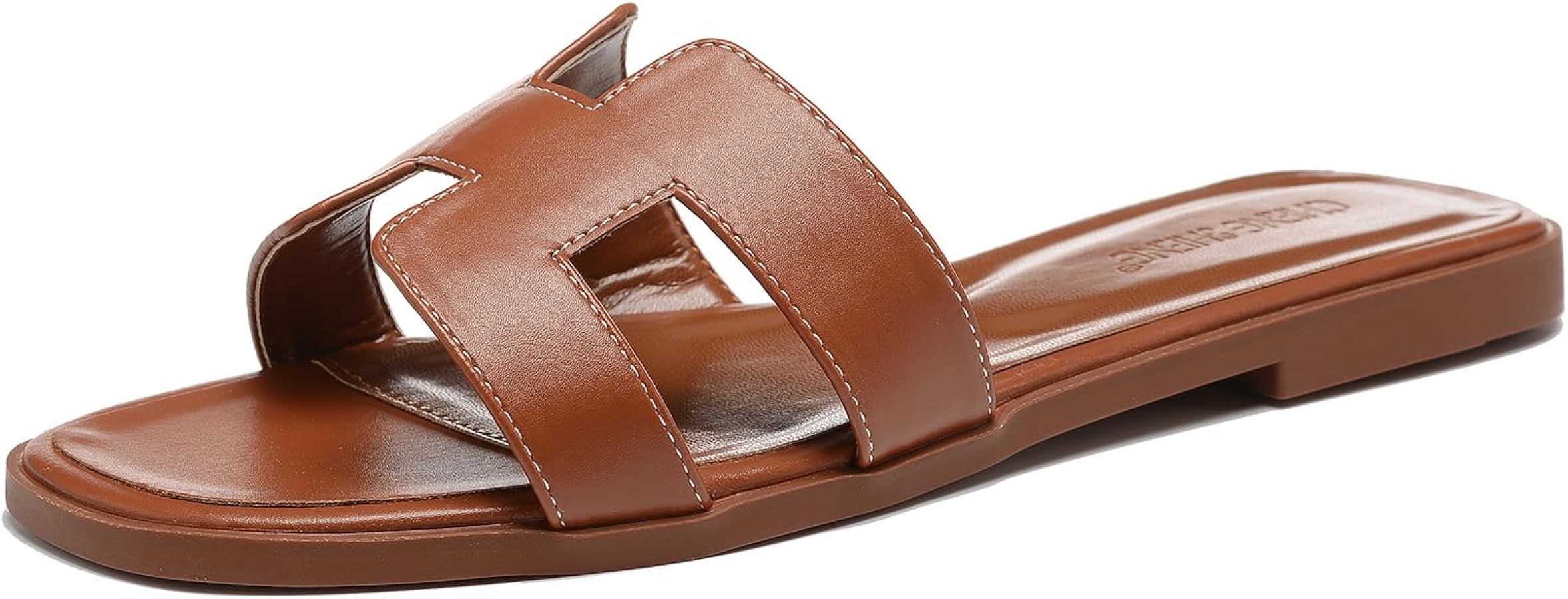 Mecfiino Womens Sandals Dressy Flat Sandals for Women Summer Leather Slide Sandals Comfortable Mu... | Amazon (US)