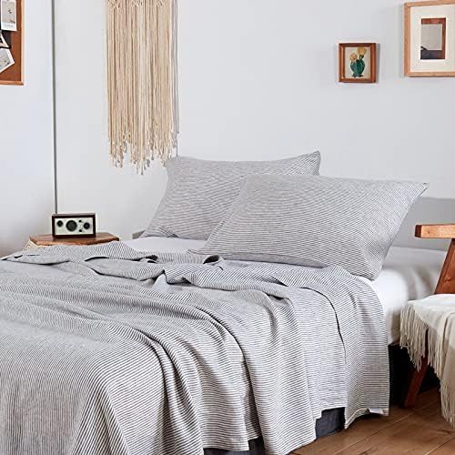 Simple&Opulence 100% Linen Sheets King Size-4 Pieces-Striped Shets-Breathable European Flax Bed Shee | Amazon (US)