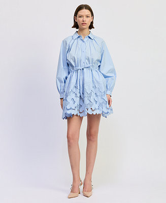 Women's Lucy Collared Long-Sleeve Mini Dress | Macy's