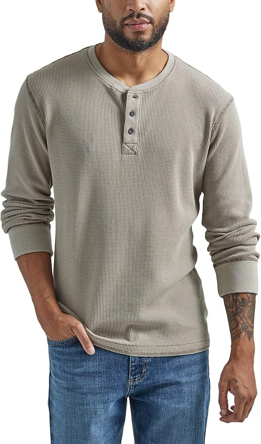 Wrangler Authentics Men's Long Sleeve Waffle Henley | Amazon (US)