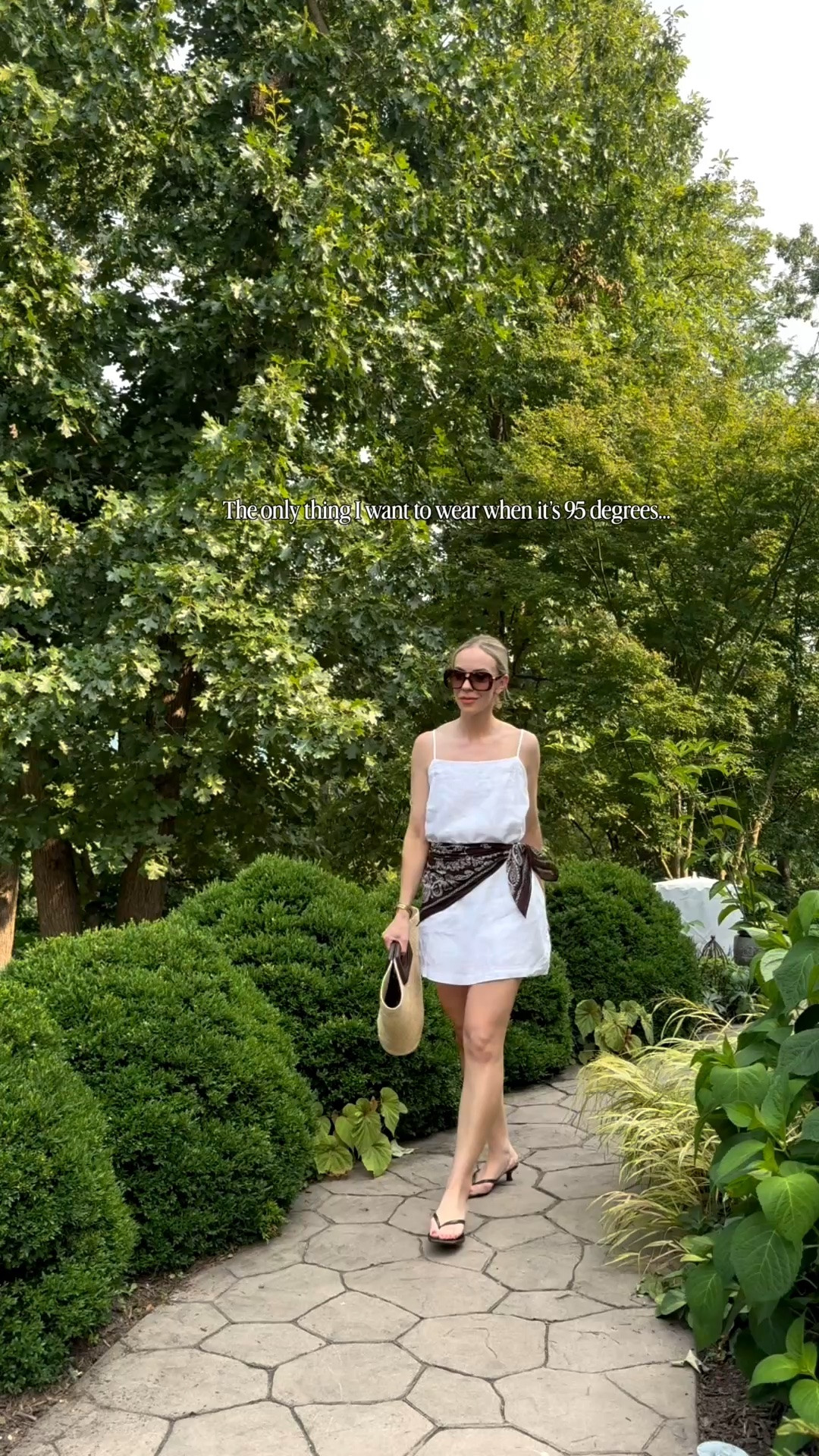 White linen dress with brown bandana scarf tied at the waist - easy and chic (scarf is on major sale)

#LTKTravel #LTKSaleAlert #LTKSeasonal