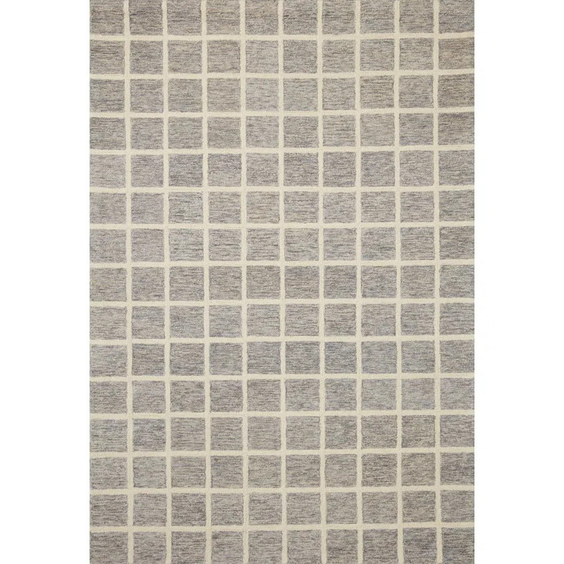 Polly Checkered Handmade Tufted Area Rug in Slate/Ivory | Wayfair North America