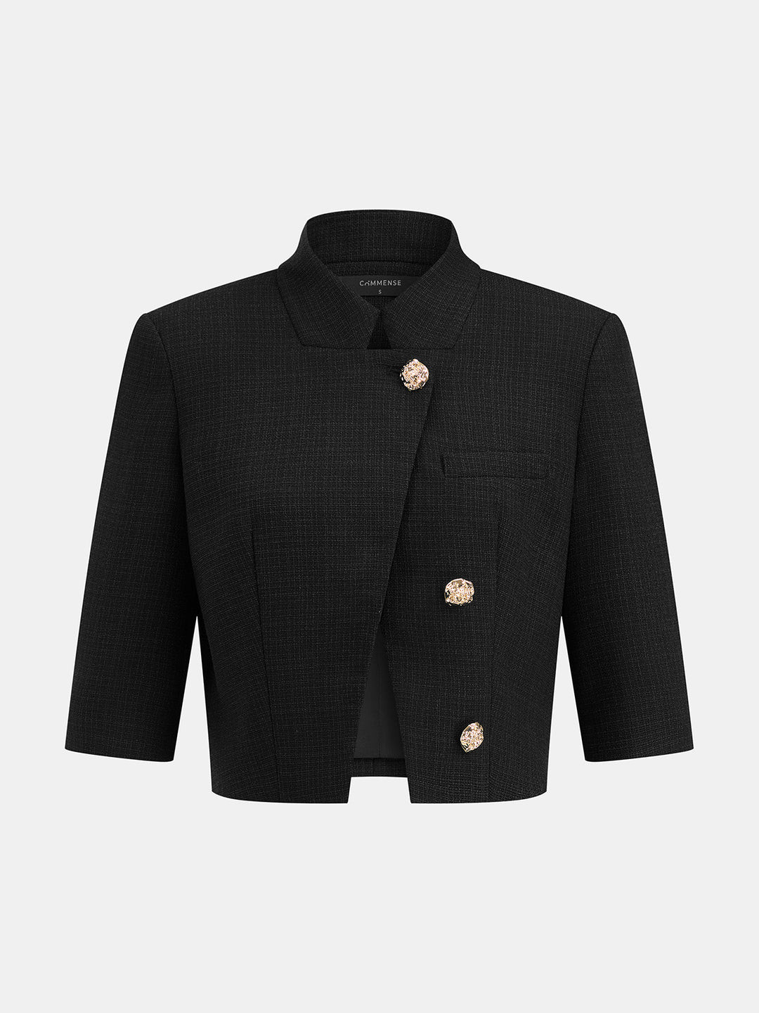 Stand Collar Metal Button Blazer | Commense
