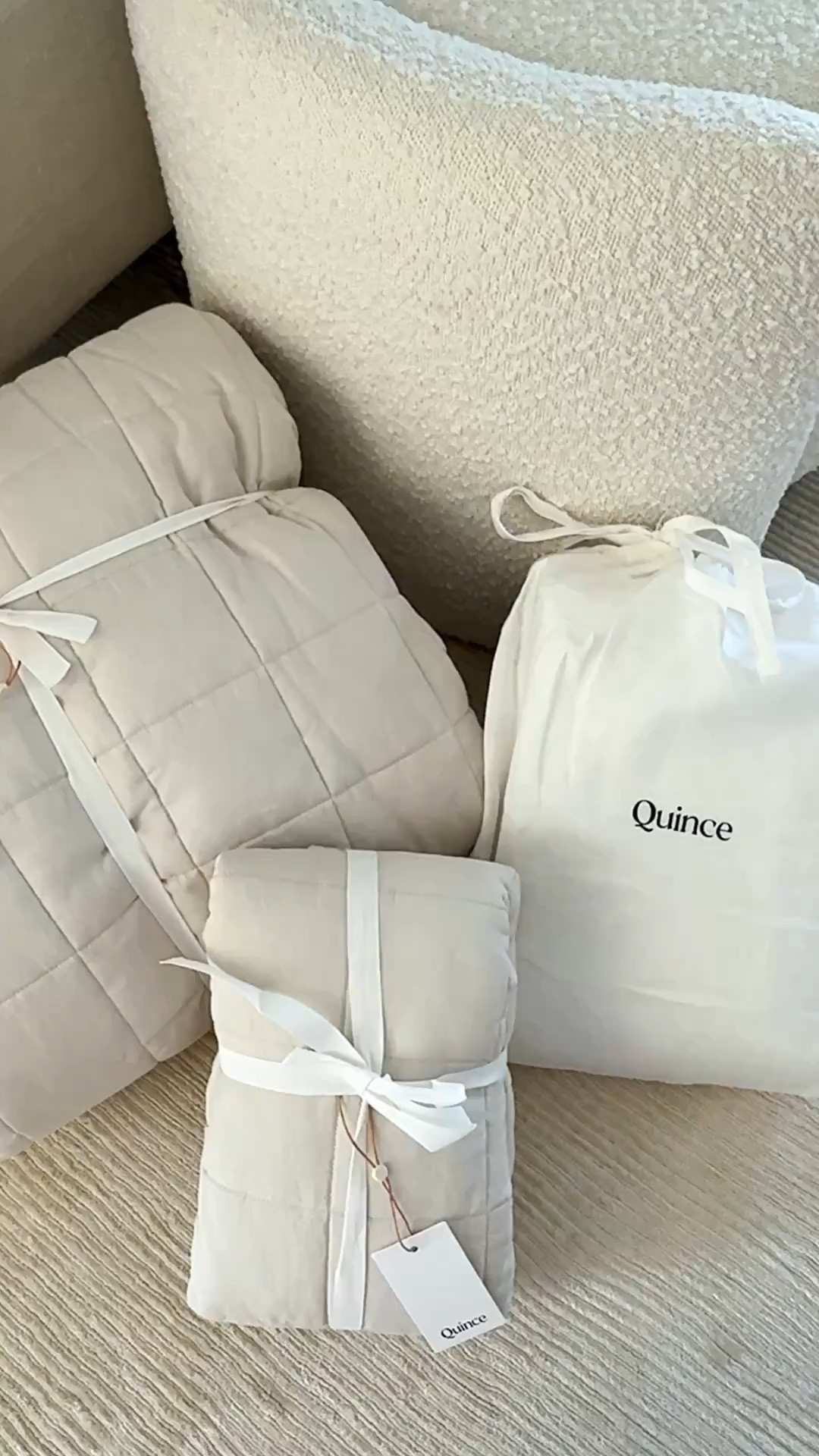 @Quince  Spring Bedding Refresh! Create a timeless, elevated, modern organic look with soft neutral tones, airy textures. and high-quality linens. For that effortlessly put together cozy layered bed! 

I layered my bed with the European Linen King sheet set in white and European Linen Box Quilt Set in sand  #quincepartner

 

#LTKHome

#LTKSaleAlert #LTKHome