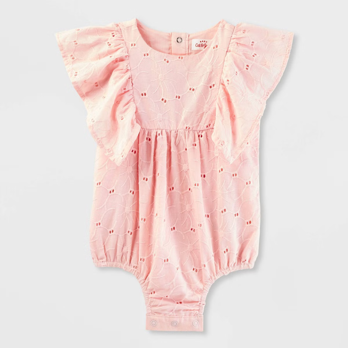 Baby Girls' Eyelet Bubble Romper - Cat & Jack™ Light Pink | Target