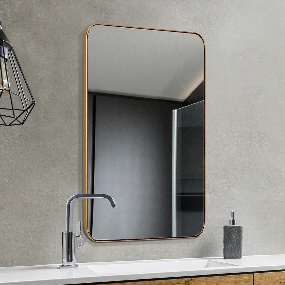 Strick & Bolton Gold-finished Recessed Wall Mirror | Bed Bath & Beyond