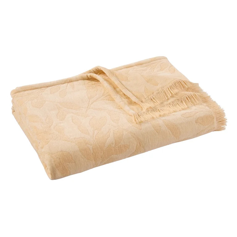 Better Homes & Gardens Woven Chenille Botanical Throw Blanket, UK Butter, 50x72 Inches | Walmart (US)