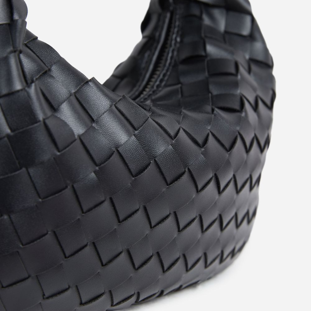 Aitana Woven Knotted Detail Grab Bag In Black Faux Leather | EGO (UK)