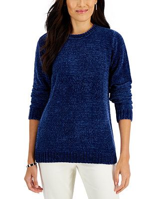 Karen Scott Petite Crewneck Chenille Sweater, Created for Macy's & Reviews - Sweaters - Petites -... | Macys (US)