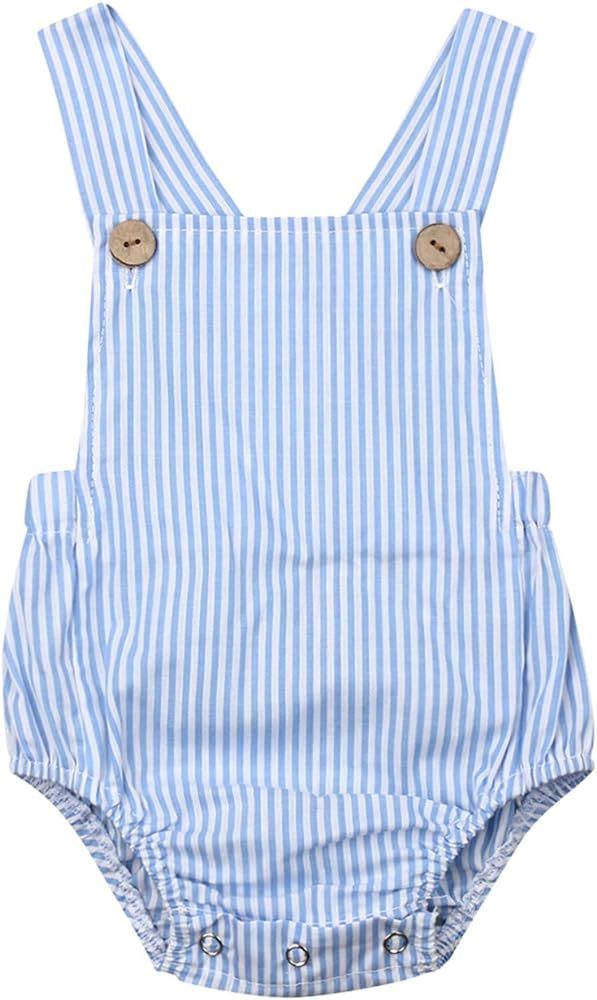 doublebabyjoy Newborn Baby 1 Piece Summer Romper Baby Girl Boy Solid Color Jumpsuit Sleeveless Ba... | Amazon (US)
