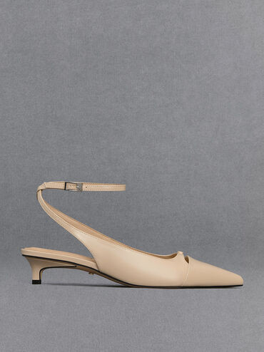 Leather Kitten-Heel Pumps
        
             - Beige | Charles & Keith UK