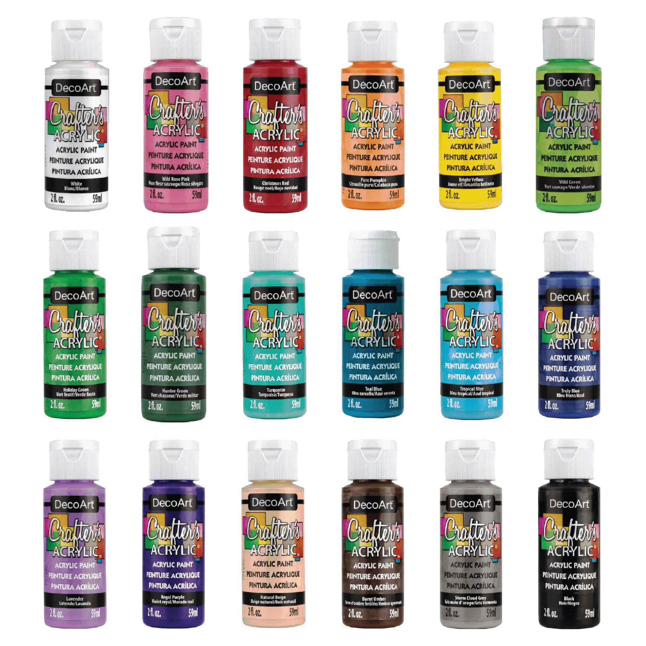 DecoArt Crafter’s Acrylic Paint Set – Popular Colors, 18 Bottles (2 fl oz) – Easy Craft Pai... | Amazon (US)