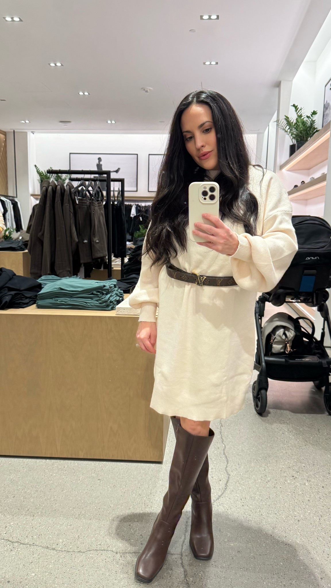 Postpartum Fit! Amazon Sweater with LV belt & leather chocolate brown boots! 

#LTKmomlife #LTKdayinmylife #LTKPetite