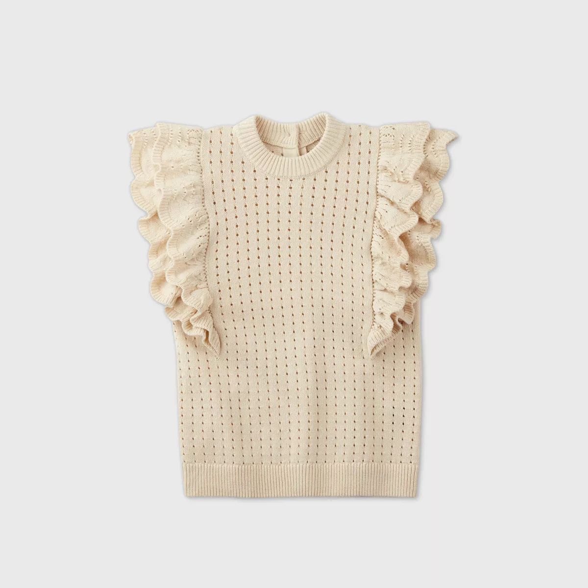 Women's Crewneck Crochet Sweater Vest - Who What Wear™ Cream  XS | Target
