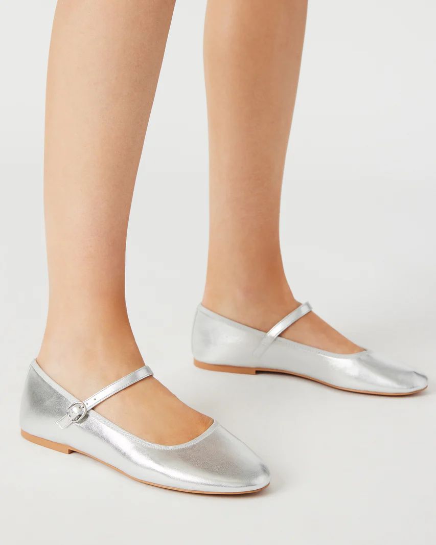 VINETTA Silver Mary Jane Ballet Flat | Women's Flats | Steve Madden (US)