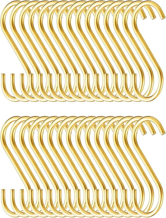 Evanda Gold S Hooks for Hanging Pack of 30, Heavy Duty Stainless Steel Titainium Plating Metal Mu... | Amazon (US)
