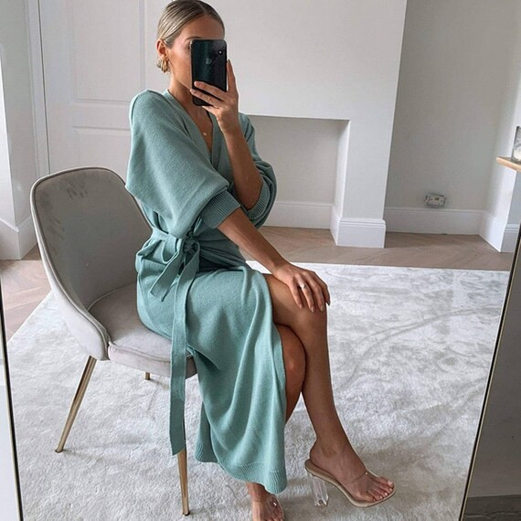 Sweater Dress Boho Dress Boho Midi Knit Dress for Women - Etsy | Etsy (US)