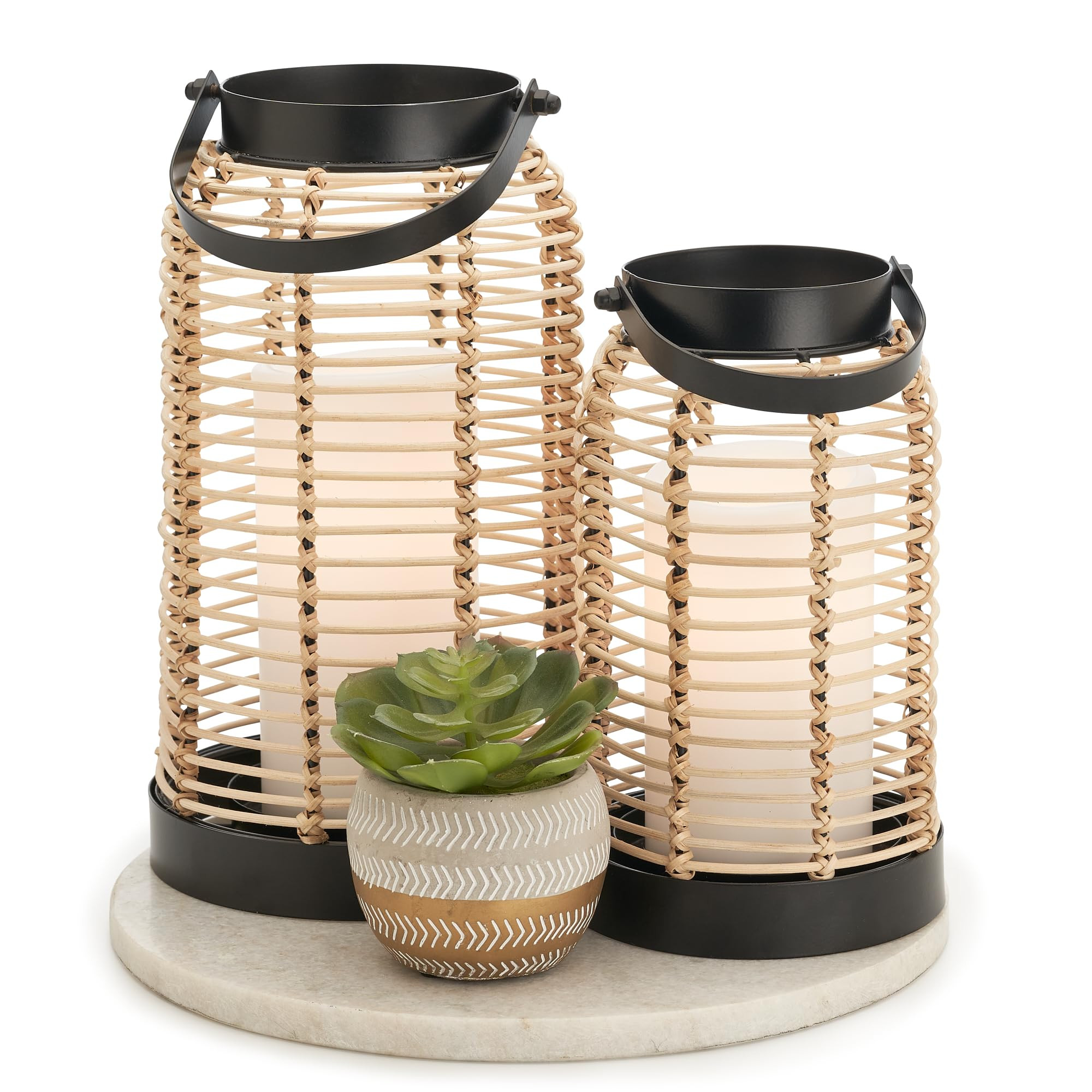 Natural Rattan Boho Lanterns - Handcrafted Chic Decor to Enhance Your Home - Modern Farmhouse Bea... | Amazon (US)