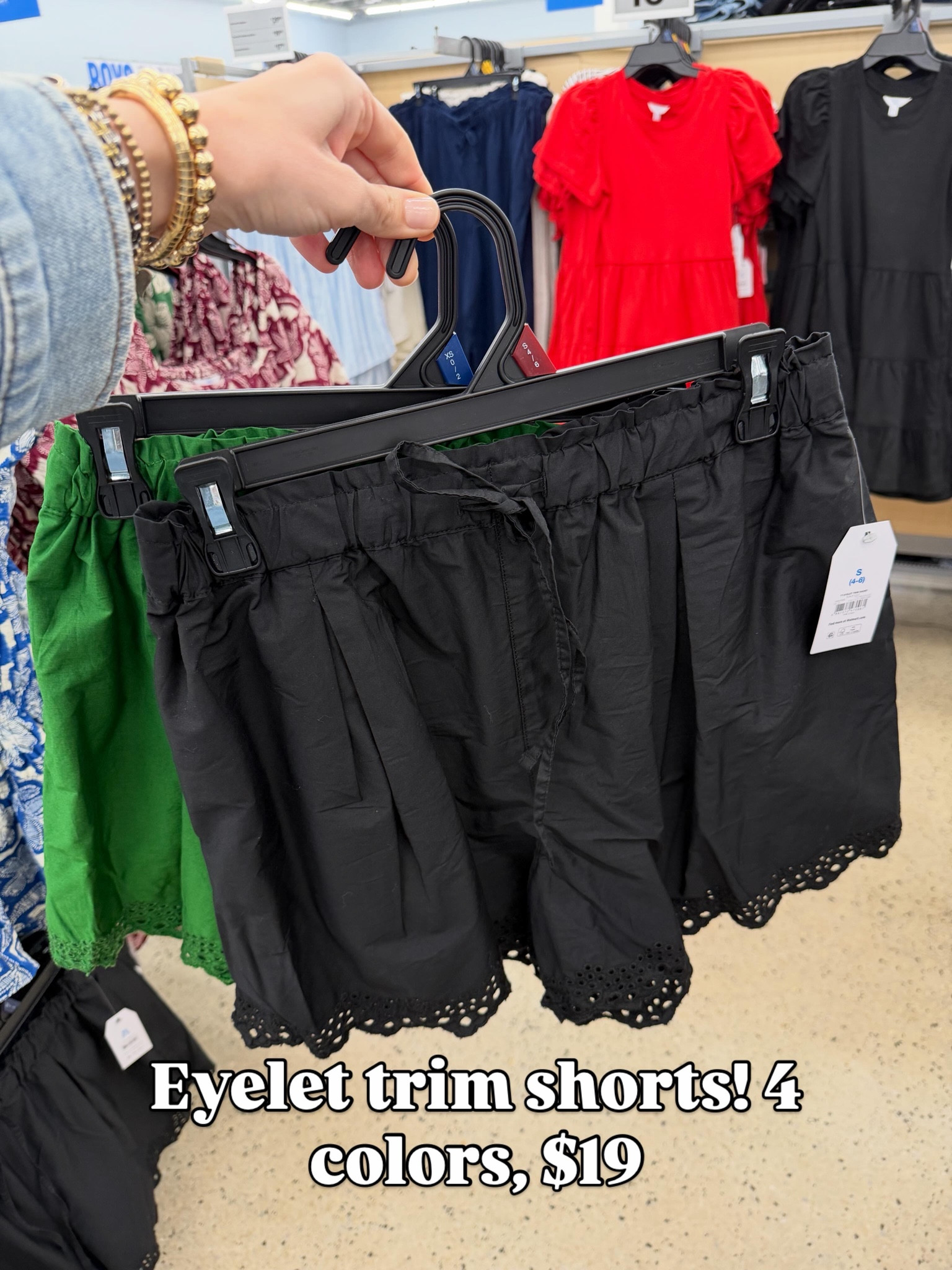 Walmart eyelet trim shorts, cotton polyester blend