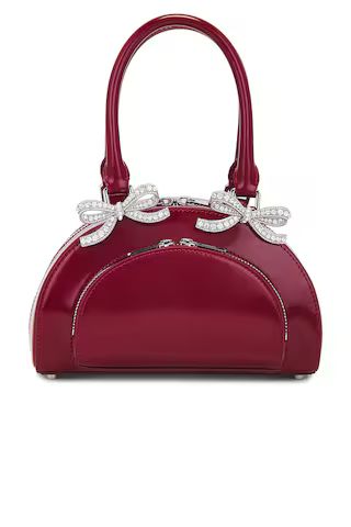 self-portrait Leather Curved Mini Tote Bag in Burgundy from Revolve.com | Revolve Clothing (Global)