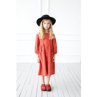 Flower Girl Dress/Girls Linen Dress in Burnt Orange/Offon Clothing | Etsy (US)