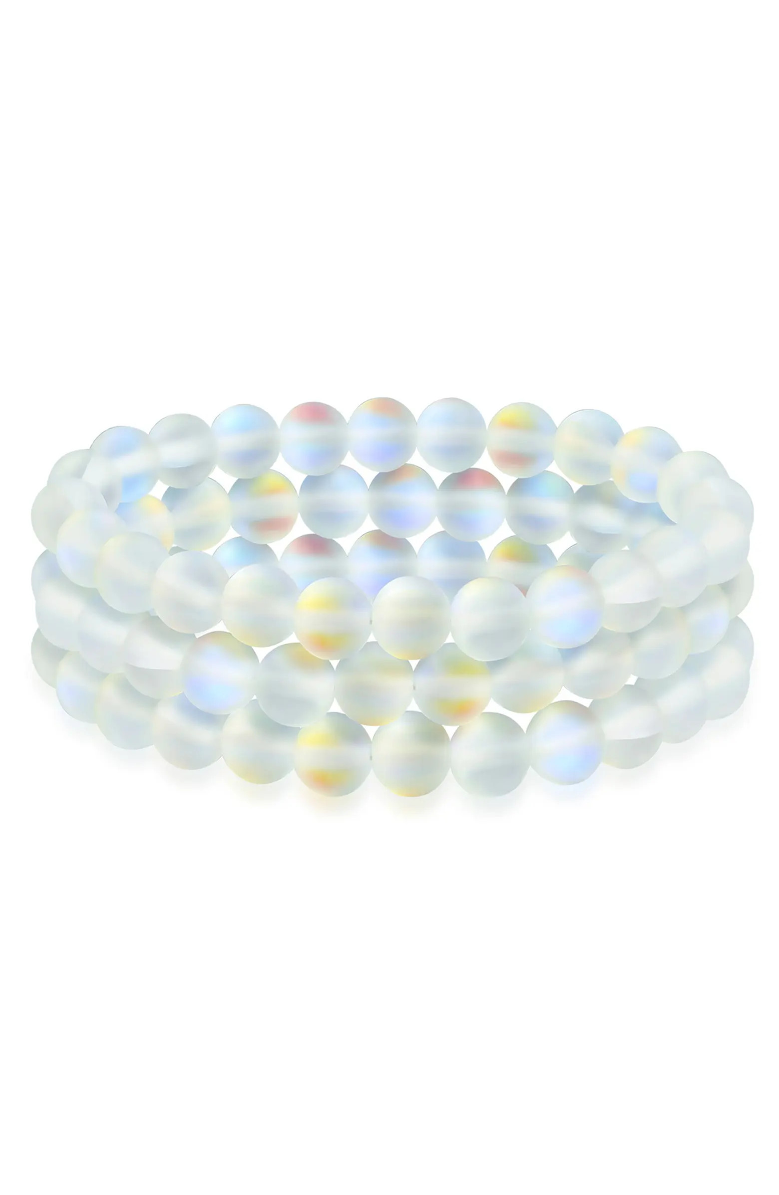 Set of 3 Semiprecious Stone Beaded Stretch Bracelets | Nordstrom Rack