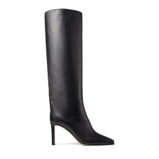 Black Shiny Calf Leather Knee-High Boots | Jimmy Choo (US)