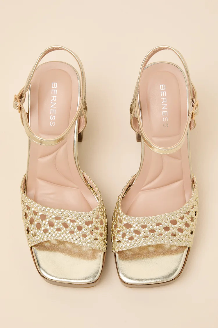 Kemma Gold Woven Platform Ankle Strap Sandals | Lulus