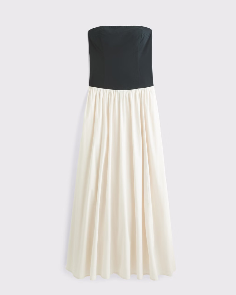 Abercrombie & Fitch Women's Strapless Drop-Waist Maxi Dress in Cream - Size XS | Abercrombie & Fitch (US)