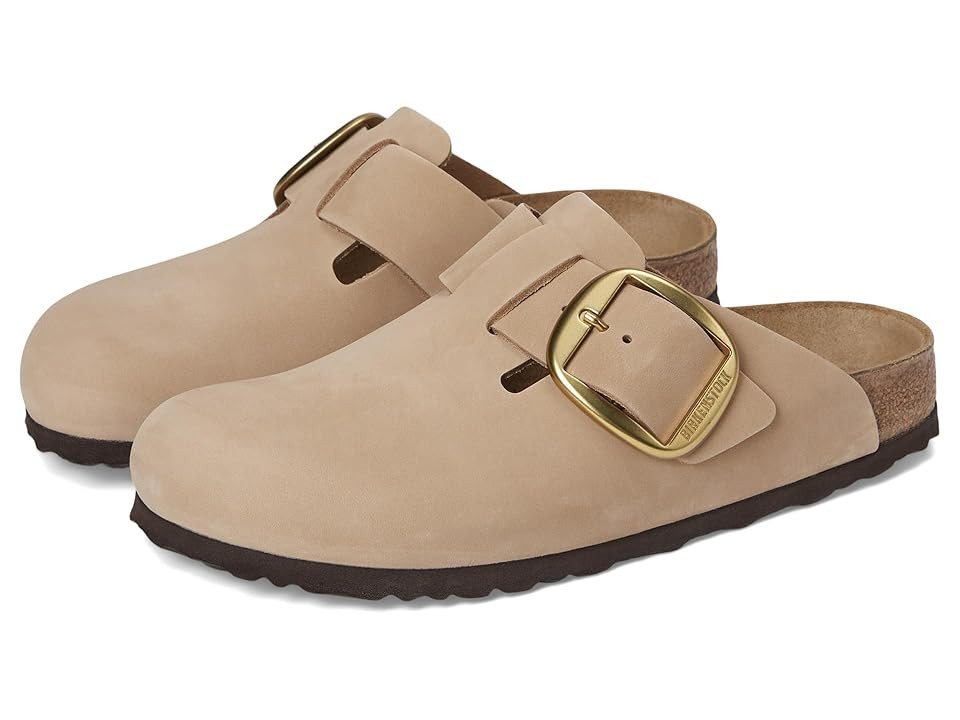 Birkenstock Boston Big Buckle - Nubuck Leather Women's Shoes Sandcastle : EU 37 (US Women's 6-6.5) Narrow | Zappos