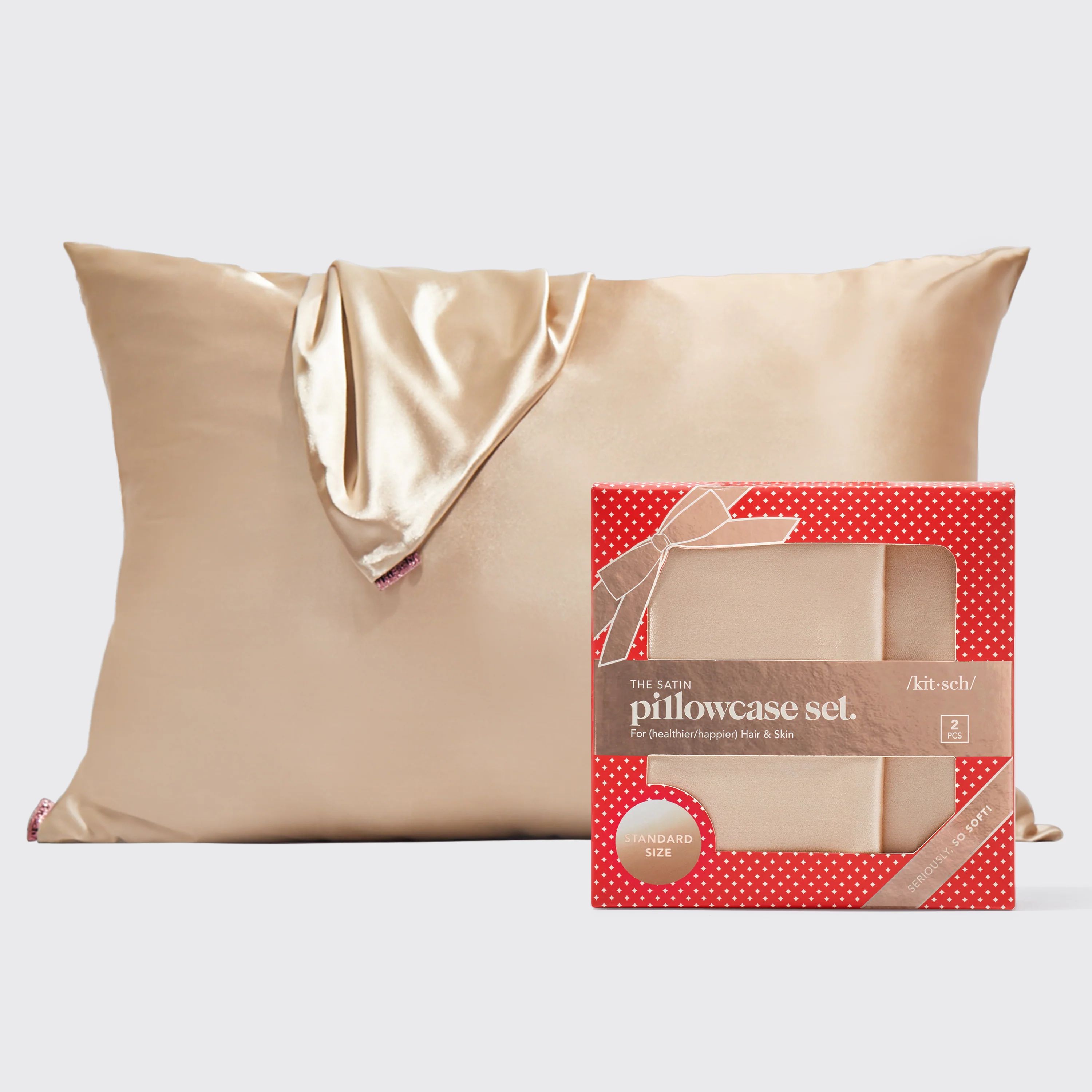 Holiday Satin Standard Pillowcase 2pc - Champagne | Kitsch