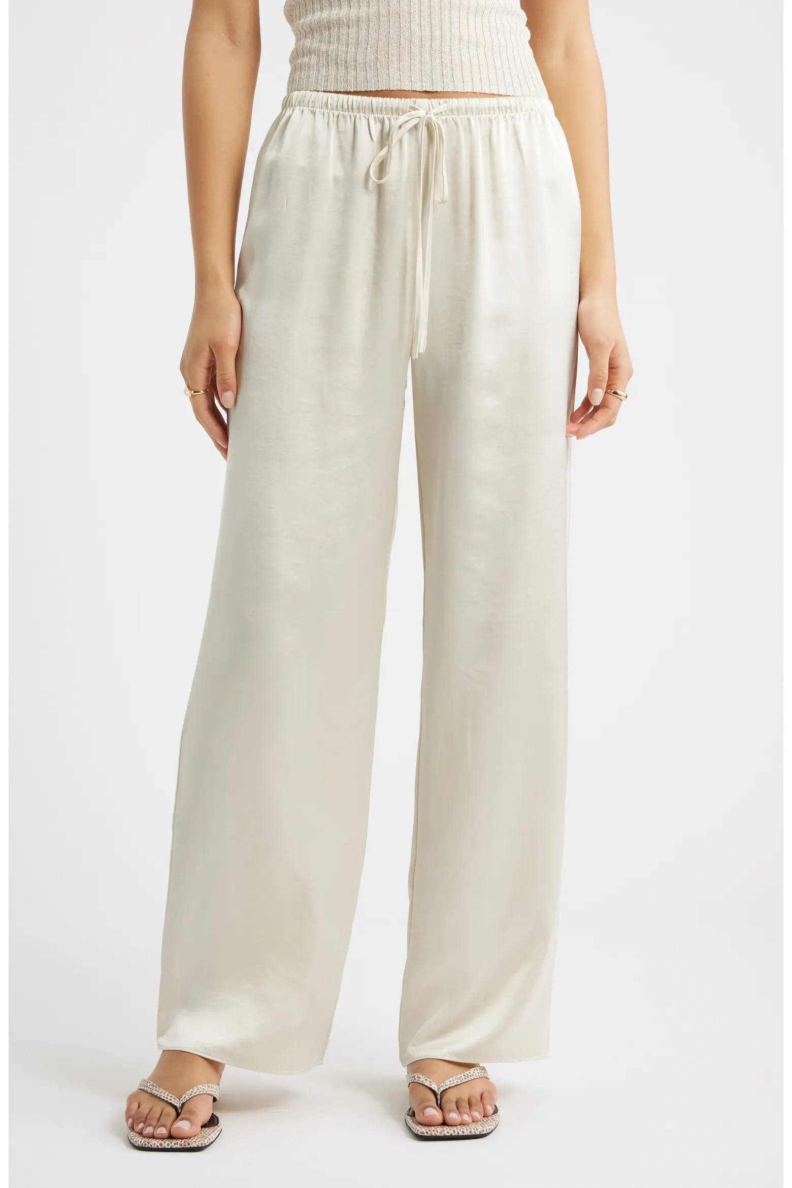 Drawstring Waist Satin Pants (Women) | Nordstrom | Nordstrom