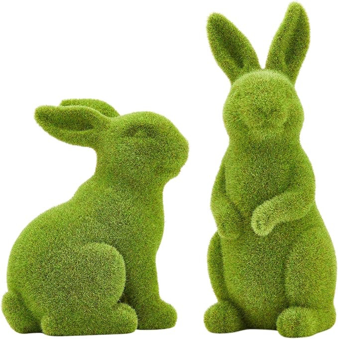 Easter Rabbit Decoration Horticulture Green Flocking Moss Rabbit Decoration Sculpture Decoration ... | Amazon (US)