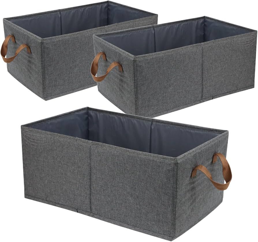 Pack of 3 Large Capacity Storage Bins Closet Organizer System, Sturdy Foldable Storage Boxes for ... | Amazon (US)
