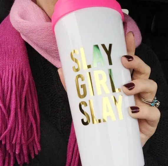 Slay Girl Slay Coffee Travel Mug- travel coffee thermal cup- Slay Girl pink gold insulated coffee... | Etsy (US)