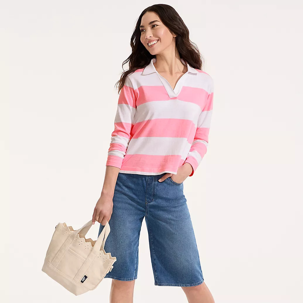 Women's Starfish High Rise Knit Denim 12" Bermuda Shorts | Lands' End (US)