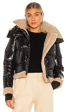 SAM. Ryan Shearling Trimmed Fur Jacket in Jet & Tan from Revolve.com | Revolve Clothing (Global)