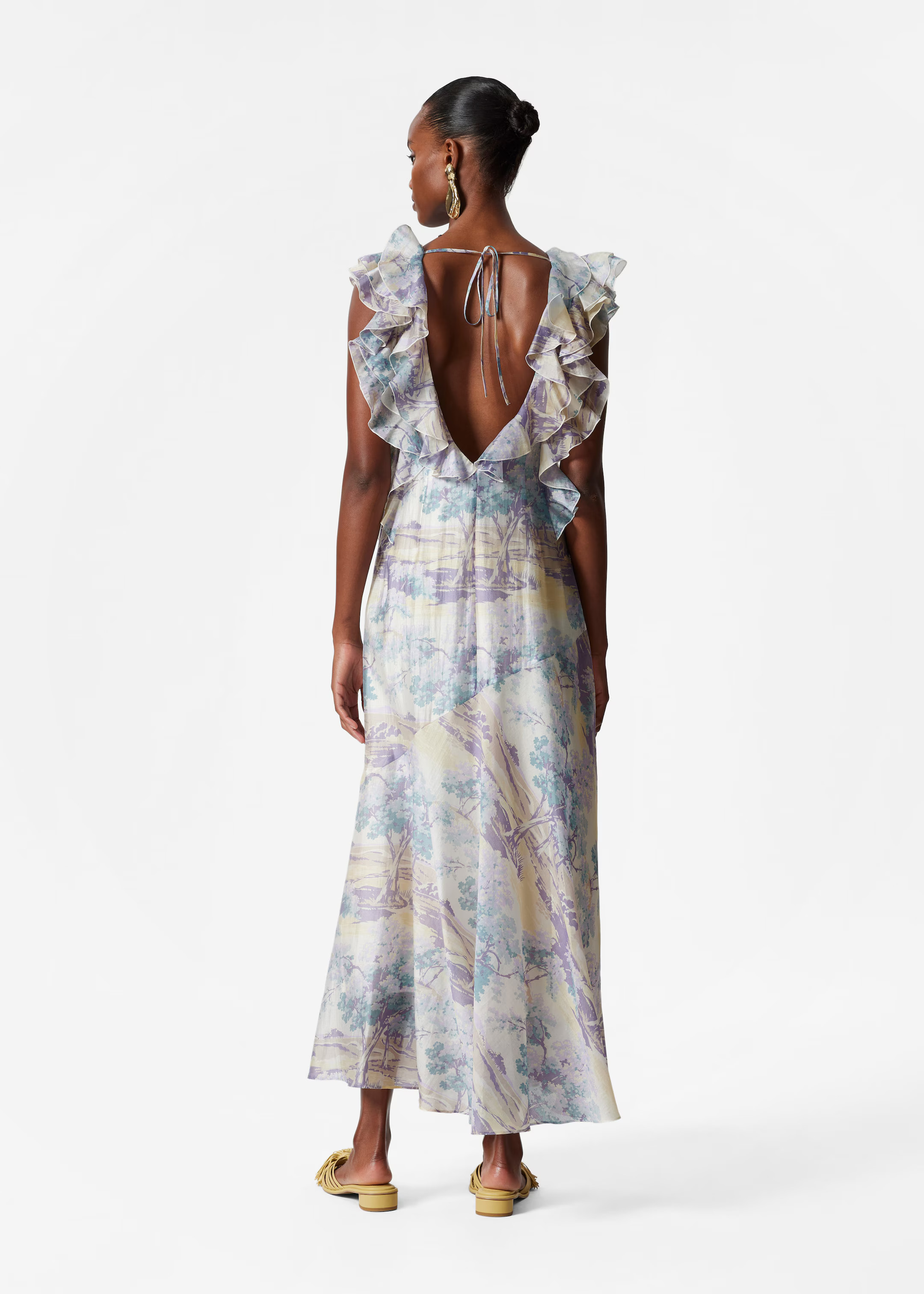 Frilled Maxi Dress - Yellow/Purple Print - & Other Stories GB | & Other Stories UK