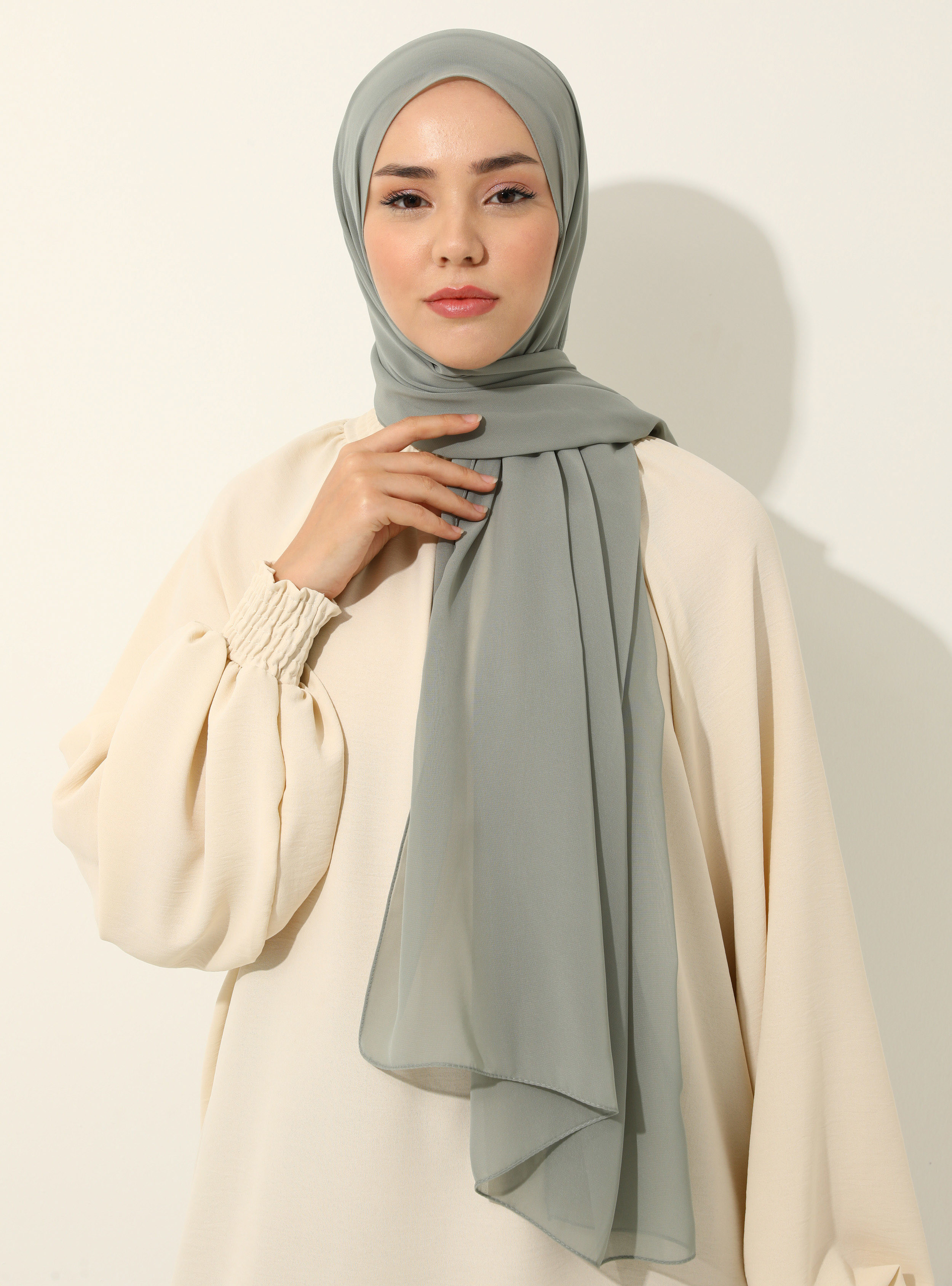 Nile Green - Plain - Chiffon - Shawl | Modanisa (US)
