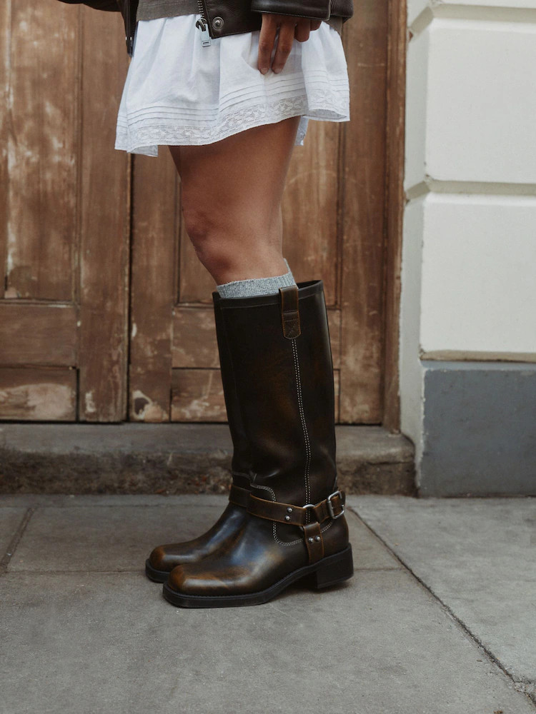 Chocolate Brown Forever Comfort® Knee High Biker Boots | Next US