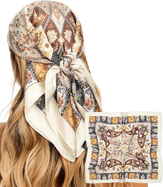 CHLINS 27.5" Silk Satin Head Scarf Women Hair Bandana Sleeping Square Wrap | Square Scarves Hair ... | Amazon (US)