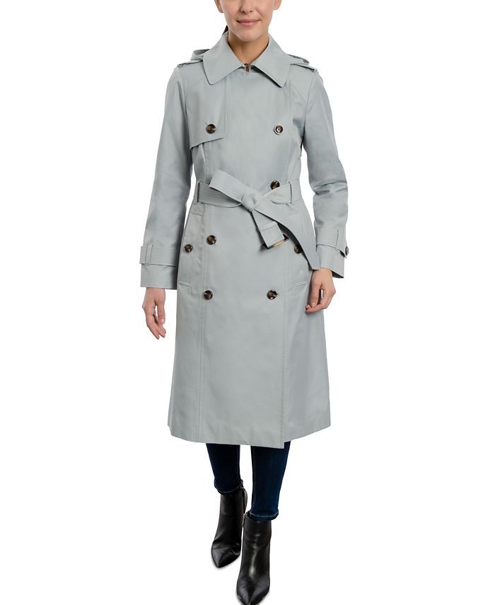 London Fog Women's Double-Breasted Hooded Trench Coat & Reviews - Coats & Jackets - Women - Macy'... | Macys (US)