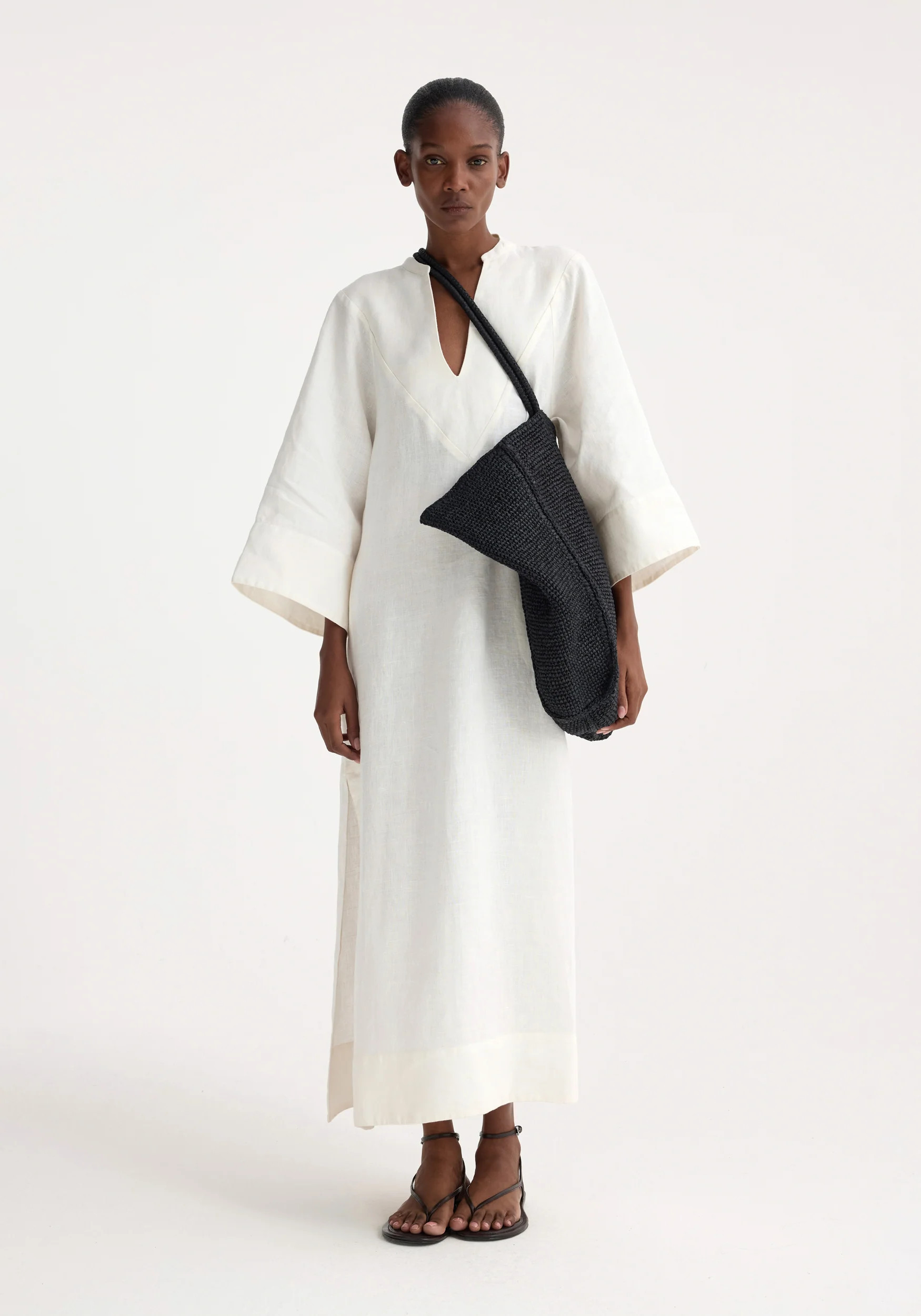linen kaftan dress | optic white | Rohe