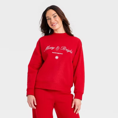 Women's Knit Graphic Pullover Sweatshirt - Universal Thread™ Red | Target