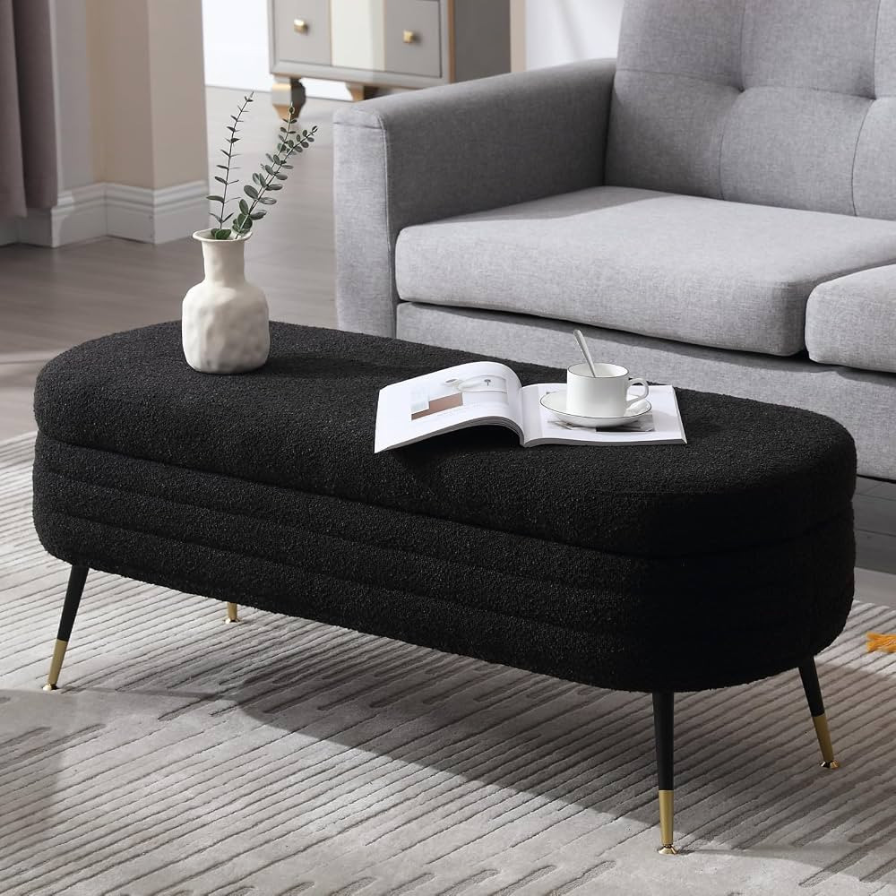 CIMOTA Storage Ottoman Bench Sherpa Entryway Bench for End of Bed Upholstered Bedroom Bench with ... | Amazon (US)