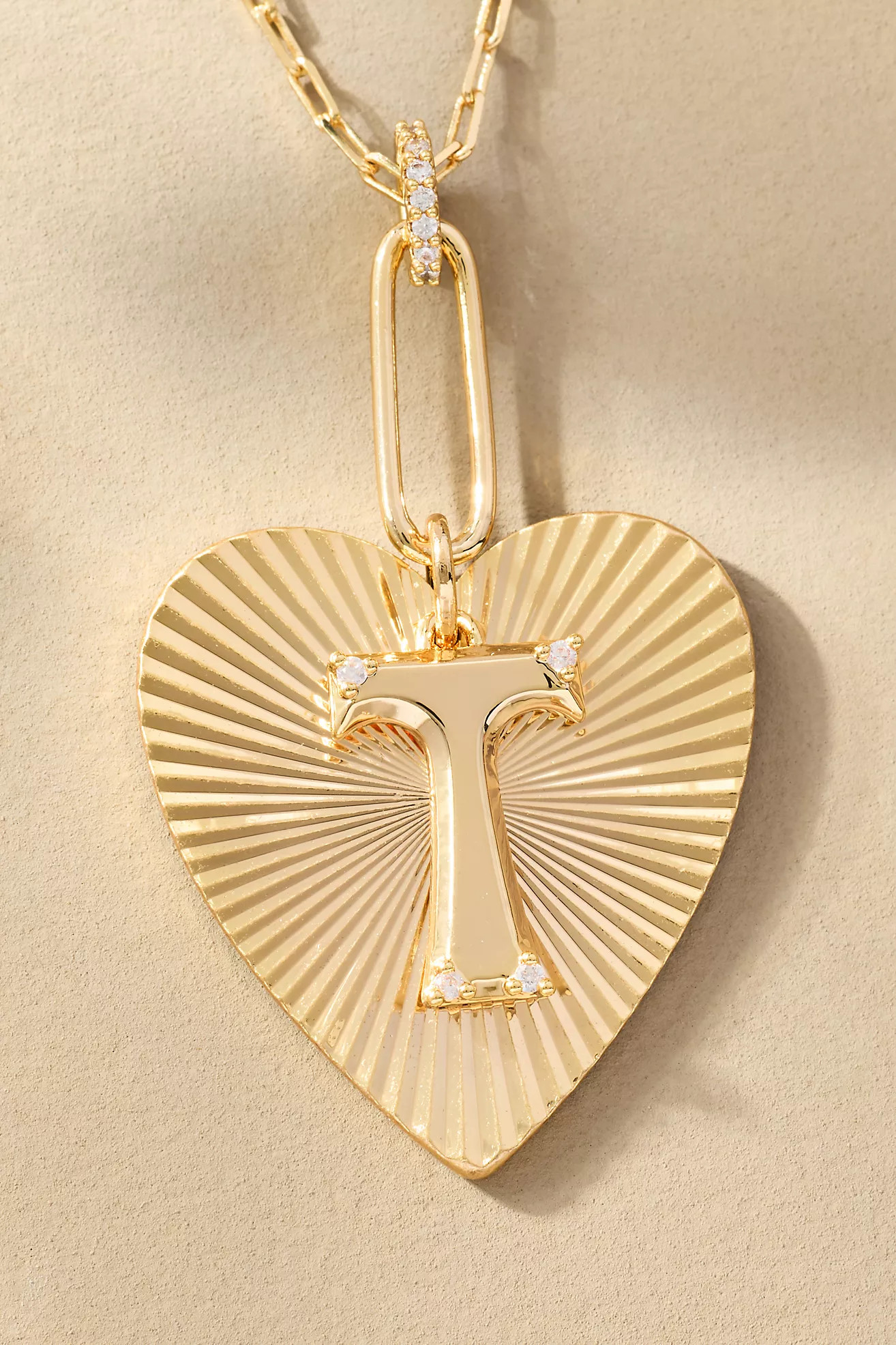 Fluted Heart Pendant Monogram Necklace | Anthropologie (US)