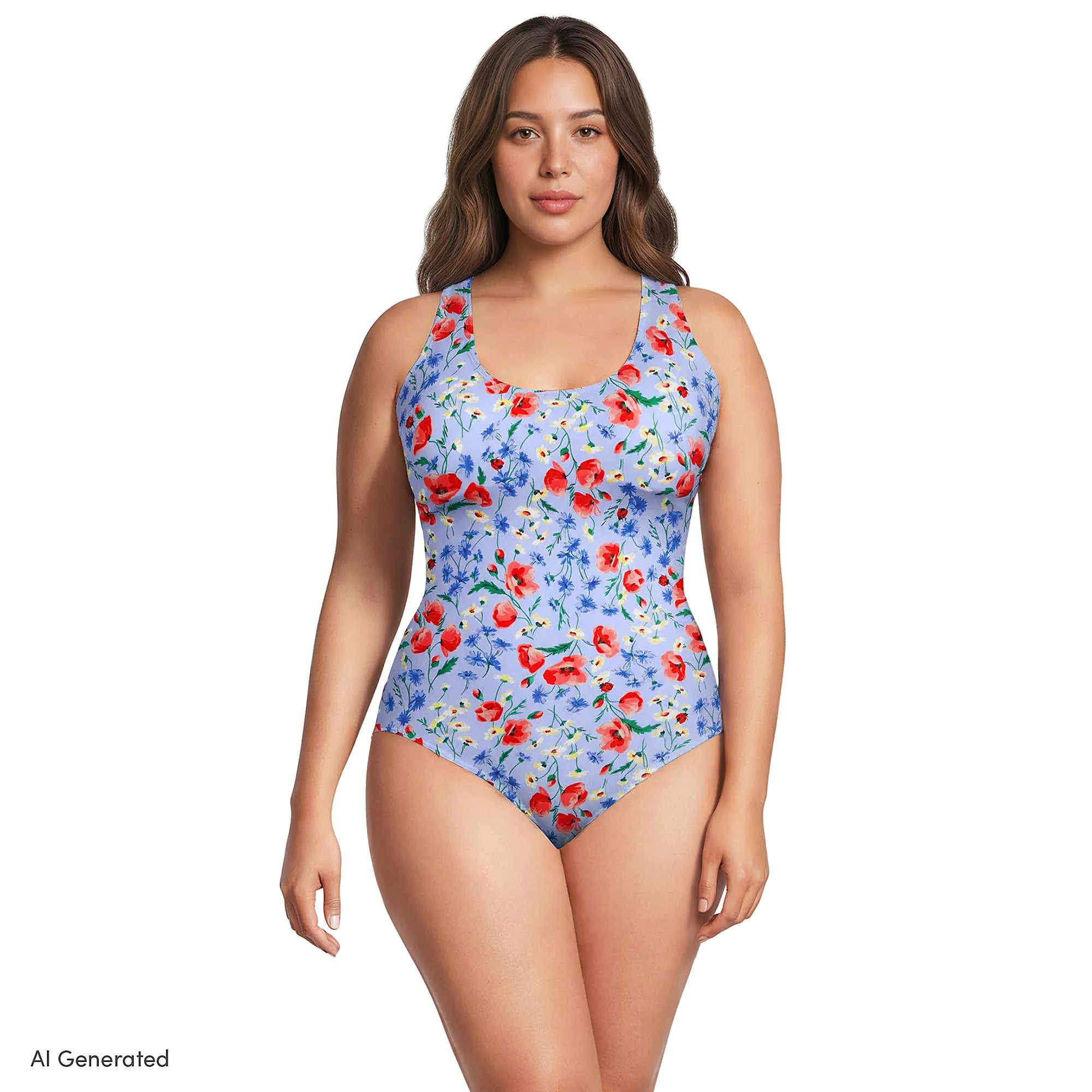 Women's Plus Size Tugless X-Back One Piece Swimsuit | Lands' End (US)